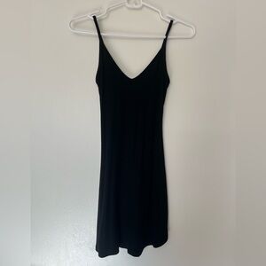 Joah Brown Black Ribbed Slip Dress